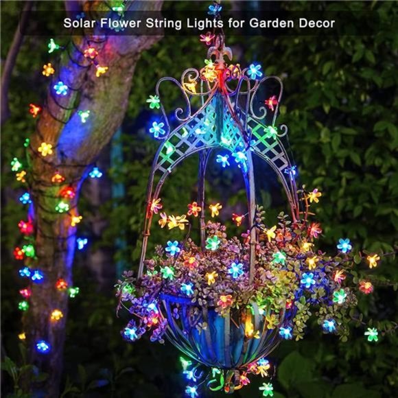 2 Pack Solar Flower String Lights, Total 100LED Solar String Lights Outdoor - Picture 3 of 8